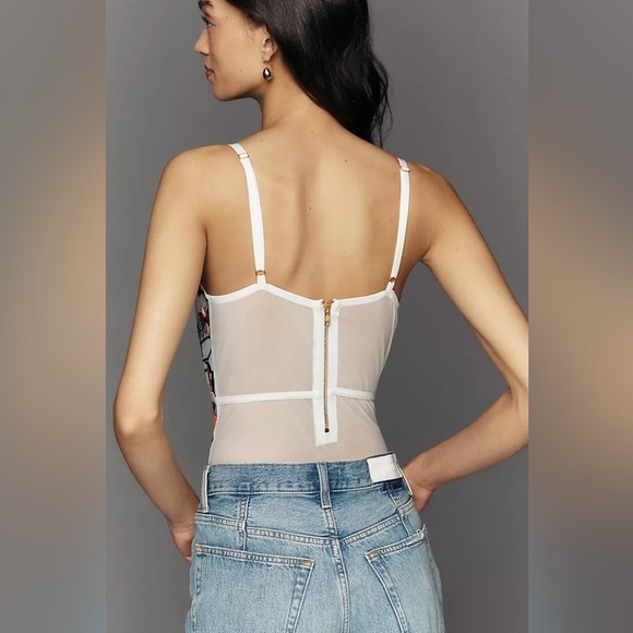 New LYREBIRD By Anthropologie Floral Mesh Embroidered Bodysuit Shaper Sz XL - Picture 2 of 11
